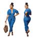 Women's Clothing washed blue fashionable temperament jumpsuit denim trousers_mkmklike.com
