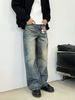 Men’s Vintage Washed Distressed Baggy Jeans – Straight Leg, Clean Fit, Retro Streetwear_mkmklike.com