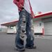 Men's Street Style Hip Hop Ripped Jeans Trendy Brand Washed Loose Casual Straight Leg Oversize Wide Leg Pants_mkmklike.com
