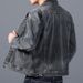 Retro Denim Jacket For Men - Loose Fit Vintage Korean Style Coat With Windproof Fabric, Casual Spring Fall Outerwear (Black/Blue) - Sizes M To 4XL_mkmklike.com