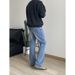 Men's Clothing Retro Light Blue Washed Distressed Vintage Style Flared Cleanfit Jeans For Men_mkmklike.com
