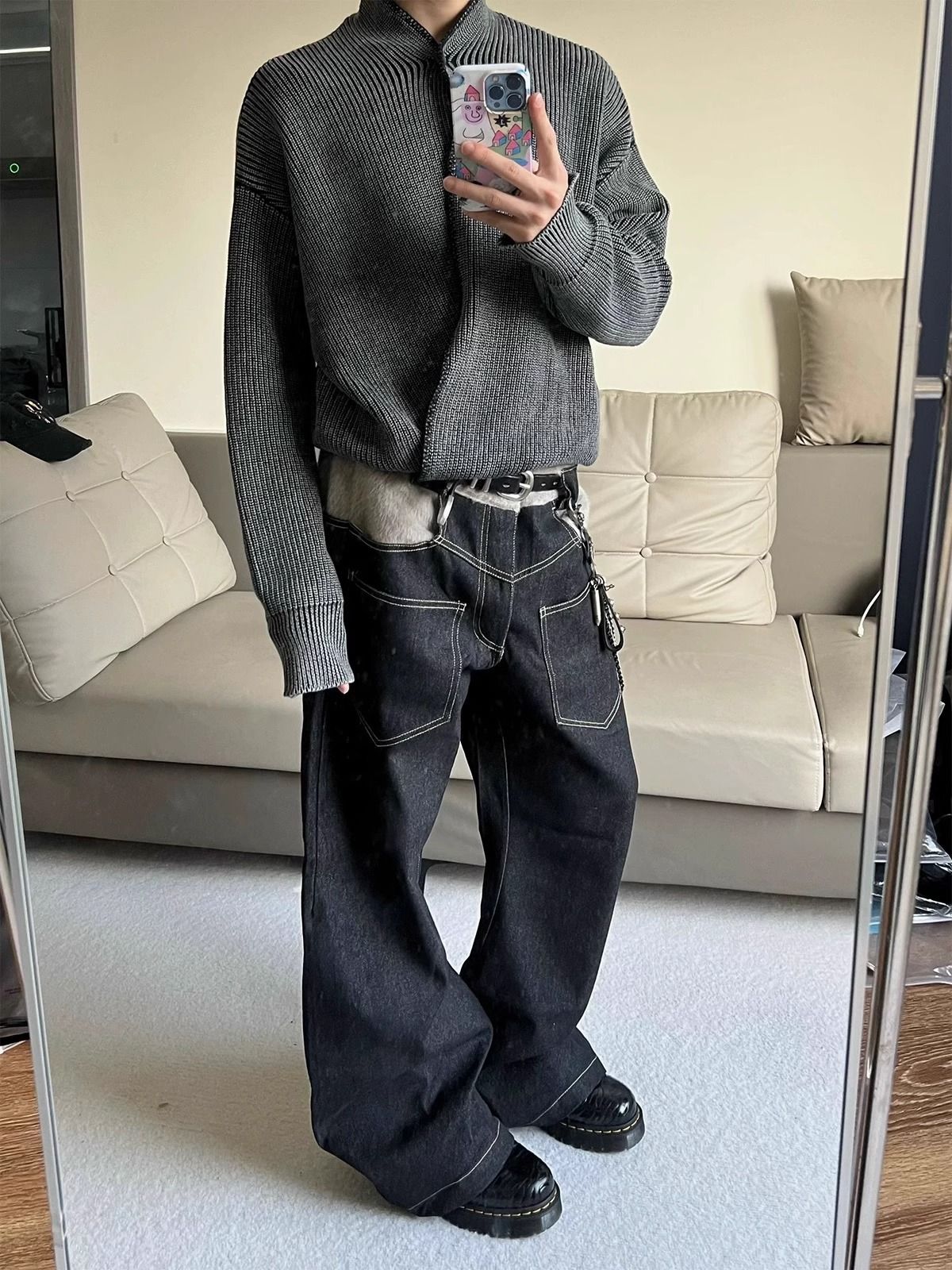Vintage Patchwork Jeans – Curved Blade Silhouette With Relaxed Straight-Leg Fit (S-XXXL)_mkmklike.com