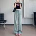 Guangzhou Supply Narrow Wide-leg Straight Jeans For Petite Women, Summer High-waisted Slimming Pants, Versatile Drapey_mkmklike.com