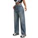 "Vintage High Waist Wide Leg Jeans For Women – Retro Korean Style, Loose Fit & Comfortable Cotton (Vintage Blue, XS-2XL)"_mkmklike.com