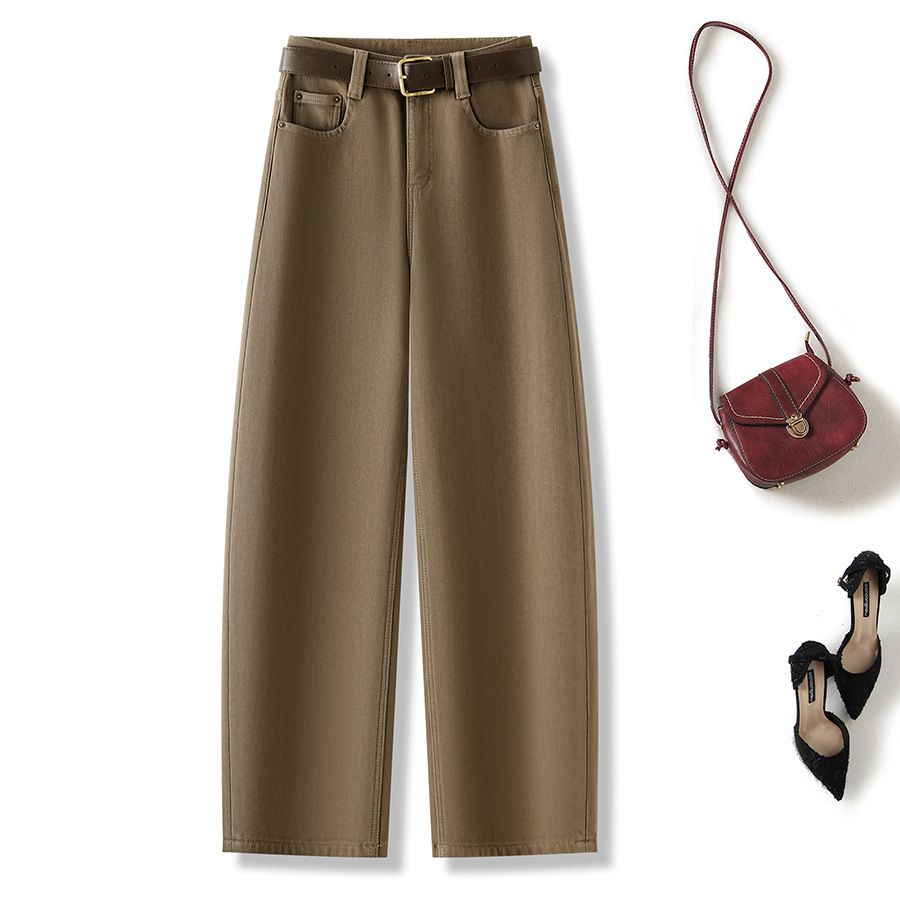 Fleece-Lined Curved Hem Jeans – Thickened Winter Denim Pants, Relaxed Fit With Tapered Leg, Stretch Comfort For Men & Women_mkmklike.com