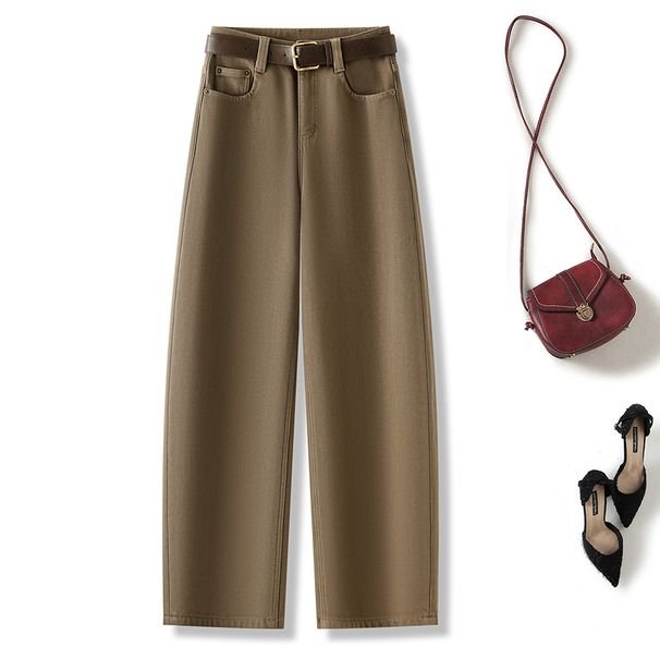 Fleece-Lined Curved Hem Jeans – Thickened Winter Denim Pants, Relaxed Fit With Tapered Leg, Stretch Comfort For Men & Women_mkmklike.com