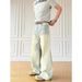 Men's Retro Washed Distressed Straight Leg Jeans High Street Loose Fit Wide Leg Pants Mid Waist Cotton Long Non-Stretch_mkmklike.com