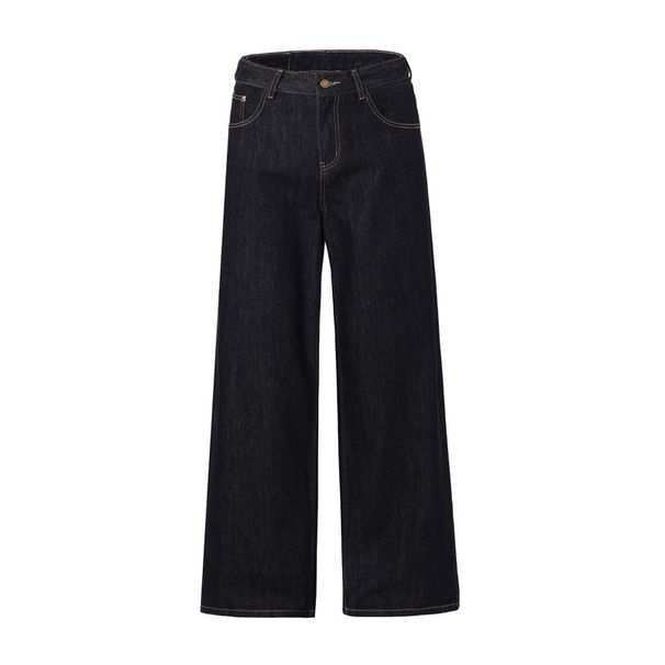 Cleanfit Vintage Washed Denim Jeans For Men - Relaxed Wide Leg Retro Trousers, Classic American Minimalist Style, Comfortable Cotton Casual Pants_mkmklike.com