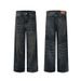 Men's Clothing Retro Cat Whisker Washed Distressed Jeans Men And Women Cleanfit High End Straight Pants_mkmklike.com