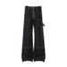 AXHUI Vintage Button Detail Jeans – Unisex Relaxed Fit Straight Leg Denim Pants (Mid-Rise, Washed Black, Minimal Stretch)_mkmklike.com