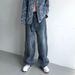 Men's Loose Straight Leg Wide Leg Jeans Japanese Retro Style American Inspired Solid Color Trendy High Street Dad Jeans_mkmklike.com
