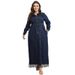 K Plus-size Women's Denim Dress With Fringed Long Sleeves And A Front Opening Dress._mkmklike.com