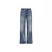 Men's Washed Lightning Denim Jeans - Cleanfit High Street Baggy Straight Leg Bootcut Pants For Slim Look_mkmklike.com