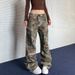 Women’s Clothing slanted pocket design camouflage overalls loose slightly flared straight pants for men and women autumn new styles_mkmklike.com