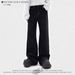 Men's Clothing Designer Niche Washed Black Straight Wide Leg Pants. Inverted Jeans_mkmklike.com