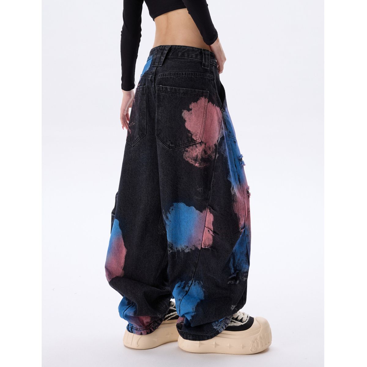 Men's & Women's Graffiti Print Wide Leg Jeans – Dopamine-Inspired Colorful Streetwear Pants With Artistic Design & Oversized Fit_mkmklike.com