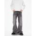 Retro Cleanfit Washed Distressed Jeans Slightly Flared Loose Straight Leg Pants For Men And Women Floor Length Trendy Denim_mkmklike.com