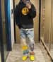 Smiley Bear Hayley Sticker Trend Loose Hip Hop Trousers Jeans Ins Loose Straight Men_mkmklike.com