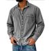 Pulse 2025 Spring New Cross-Border European And Men's Turn-Down Collar Denim American Workwear Vintage Washed Shirt_mkmklike.com