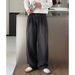 Men's Distressed Washed Denim Jeans – Split Pleat Design, American Retro Straight Leg, Relaxed Fit (Black/Bluish, M-XXXL)_mkmklike.com