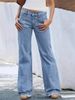 Women's Clothing Retro Wide Leg Jeans Loose Fit With Big Pockets Frayed Hem Spring Summer New_mkmklike.com