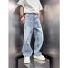 Men's Distressed Washed Denim Jeans - Loose Fit Retro High Street Straight Leg Pants For Casual Streetwear_mkmklike.com