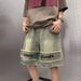 Denim Shorts Men's Summer Thin Trendy Brand Casual Loose Middle Pants American Retro Washed Sports Five-point Pants Trendy_mkmklike.com