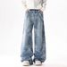 Vintage Washed Denim Jeans – Oversized Cargo Pants With Utility Pockets & Relaxed Fit (Unisex)_mkmklike.com