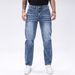 Men's Blue Stretch Skinny Jeans Embroidered Slim Fit Heavy Duty Straight Leg Trousers Fashionable Casual Denim_mkmklike.com