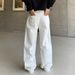 American Style White Straight Leg Jeans For Men & Women - Relaxed Fit High Waist Casual Denim Pants With Classic Washed Look_mkmklike.com
