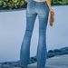 Women's casual fashion breasted flared pants high waist stretch jeans women's trousers_mkmklike.com