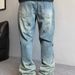 Men's Clothing High Street Embroidered Jeans For Men Loose Pants Cool Street Straight Pants_mkmklike.com