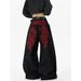 "Hip-Hop Streetwear Patchwork Jeans – Vintage Grunge Wide-Leg Pants For Men (S-3XL, Black & Plaid)"_mkmklike.com