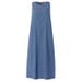 ELLE 2024 New Fashion Round Neck Sleeveless Loose Pocket Long Pullover Bohemian Denim Elegant Dress_mkmklike.com