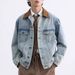 Gradient Washed Men's Color Blocked Lapel New Retro Distressed Casual Denim Jacket_mkmklike.com