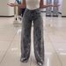 Plus Size Women's Stretch Denim Jeans With Cut-Out Lace Splicing Summer New High Waist Wide Pants Elegant Female Chic Trousers_mkmklike.com