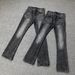Cleanfit American Style Men's Jeans Black And Gray Striped Retro Washed Slightly Flared Slimming Look_mkmklike.com