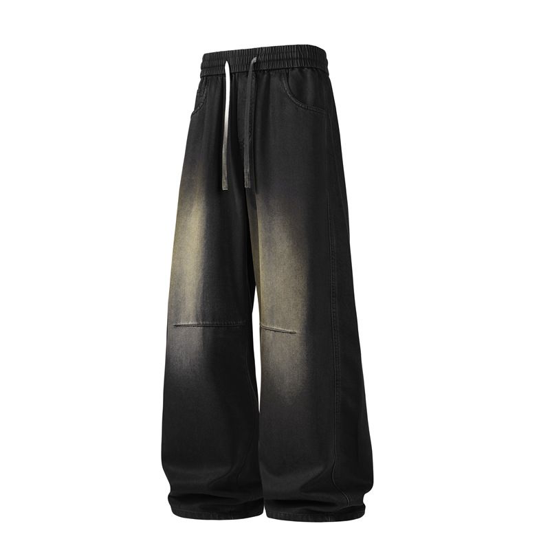 Men's Lyocell Retro Jeans - Loose Straight Leg American Vintage Wide Pants For Autumn & Casual Wear_mkmklike.com