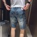 Men's Ripped Denim Shorts Trendy Half Length Distressed Five Point Unique Beggar Shorts Summer Collection_mkmklike.com