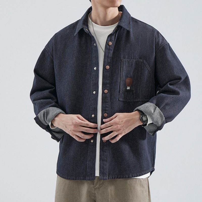 Men's Clothing Fashion Denim Shirt Men's Loose Large Size Spring New Style Handsome Long Sleeved Work Shirt Youth Jacket_mkmklike.com