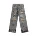 Men's Graffiti Washed Jeans – Vintage Loose Straight Leg Denim Pants With Distressed Details (S-XXL)_mkmklike.com