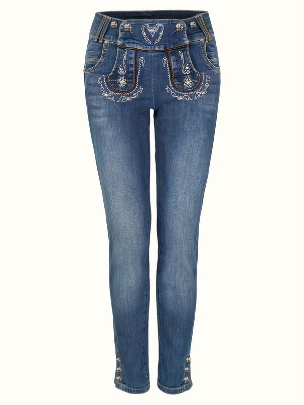 Vintage Embroidered Jeans For Women (High Waist, Straight Leg, Cotton Blend, Retro Floral Stitching, S-XXL, Dark Blue)_mkmklike.com