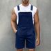 Pure 2025 Spring Summer New European Style Light Trendy Casual Denim Bib Shorts Men_mkmklike.com