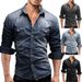 Pulse 2024 Autumn New Cross-Border European And American Fashion Casual Men's Double Pocket Long Sleeve Denim Shirt_mkmklike.com