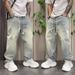 Vintage Washed Denim Pants – Men's High-Street Oversized Drawstring Trousers (S-Xxxl) Universal Fit Secret_mkmklike.com