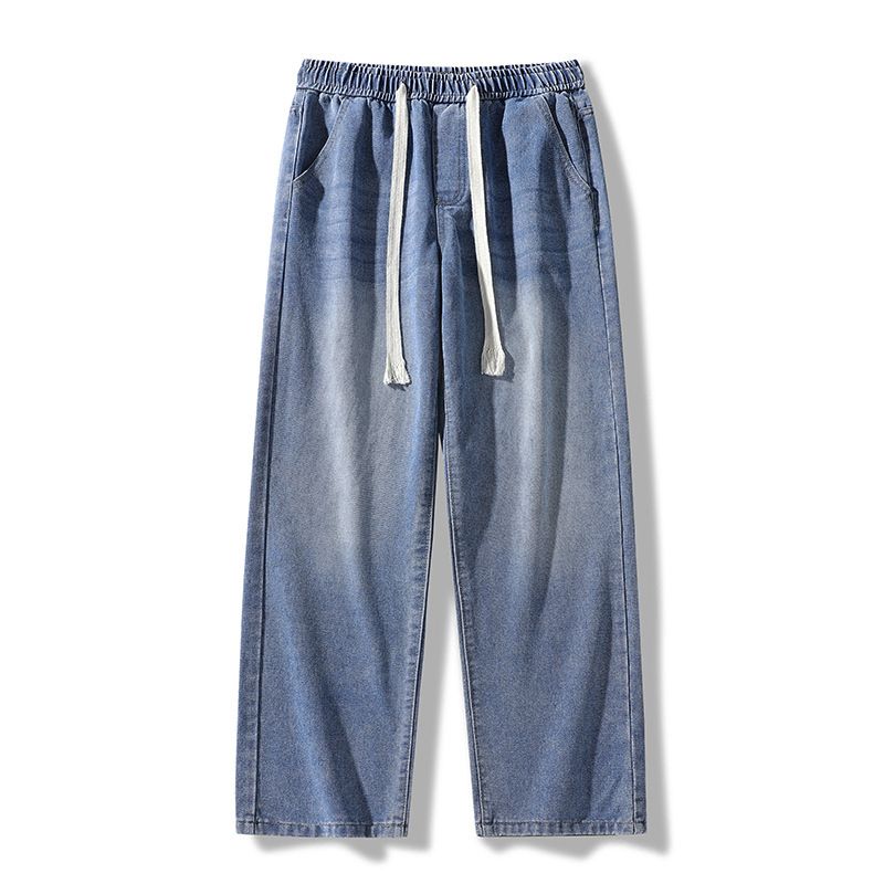 Men's Vintage Washed Denim Jeans – Relaxed Straight Fit | Retro High-Waisted Wide Leg Pants For Casual Streetwear_mkmklike.com