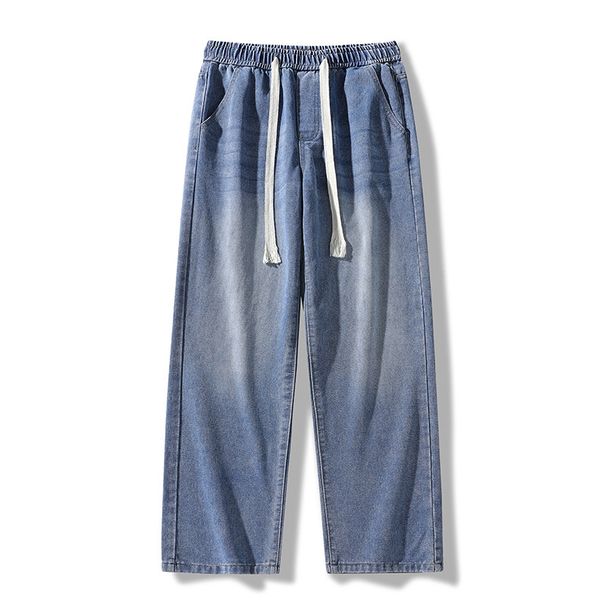 Men's Vintage Washed Denim Jeans – Relaxed Straight Fit | Retro High-Waisted Wide Leg Pants For Casual Streetwear_mkmklike.com