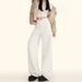 High-end Drapey White Wide-leg Jeans For Women, Fleece-lined, New Autumn And Winter Style, High-waisted, Loose, Casual,_mkmklike.com