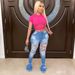 "Stretch High-Waisted Flared Jeans With Fringe – Retro Streetwear Denim Pants For Women_mkmklike.com
