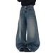Men's Clothing American High Street Wide Leg Curved Jeans Men's Washed Wide Leg Distressed Banana Pants Straight Leg Pants_mkmklike.com